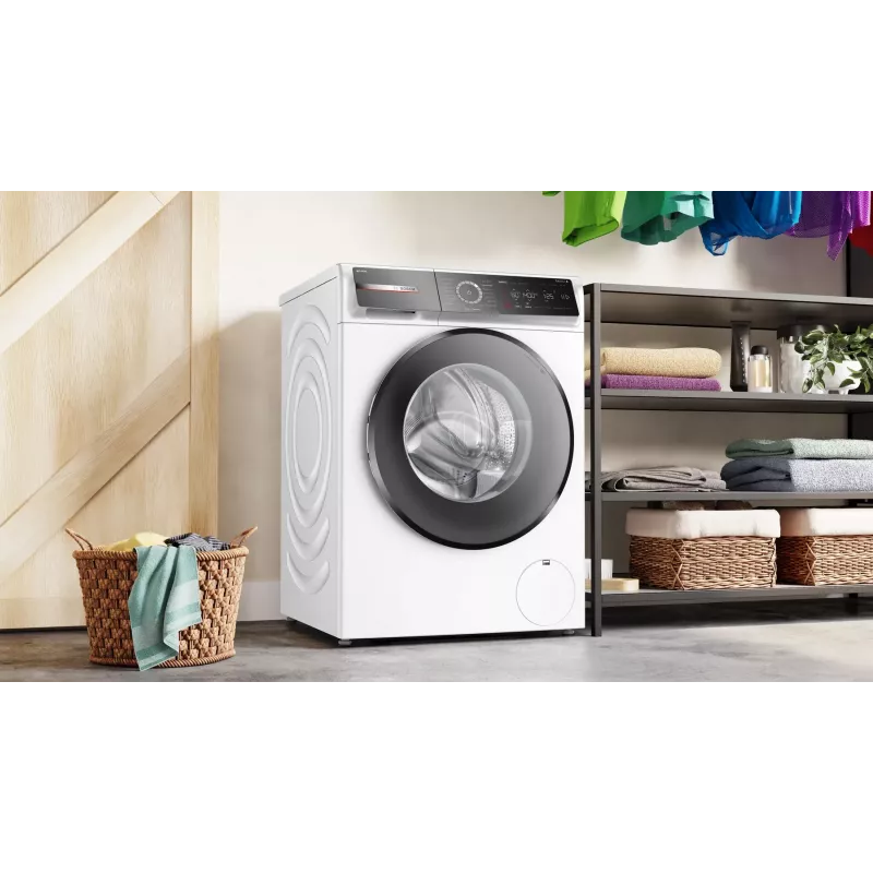 Bosch Serie 8 WGB244A40 Front-Load Washing Machine, 9 kg, 1400 RPM, i-Dos, White/Black