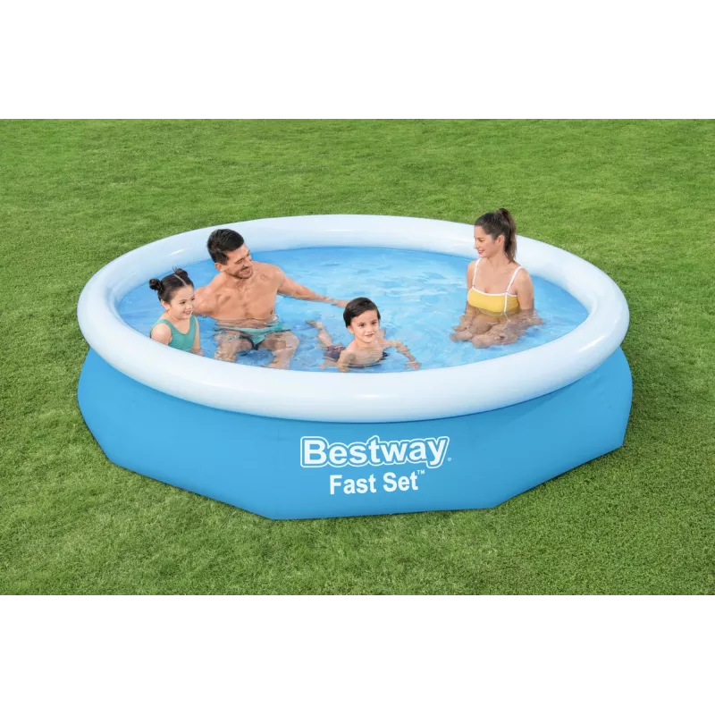 Bestway Fast Set Round Inflatable Pool Set 3.05 m x 66 cm, 3200 L, Inflatable pool, Child & adult, Blue, White, 9.26 kg