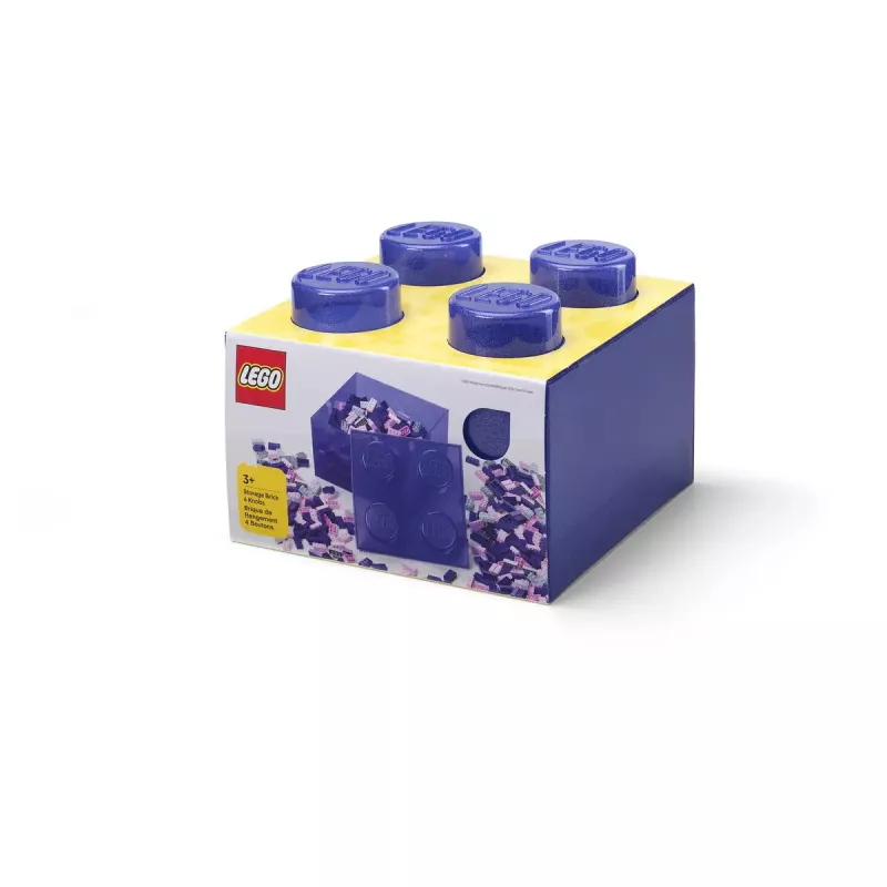 Storage box Room Copenhagen LEGO Storage Brick 4 Top Lid Glitter — purple/transparent