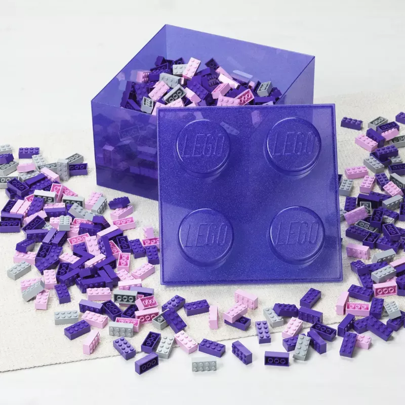 Storage box Room Copenhagen LEGO Storage Brick 4 Top Lid Glitter — purple/transparent