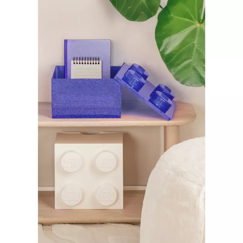 Storage box Room Copenhagen LEGO Storage Brick 4 Top Lid Glitter — purple/transparent