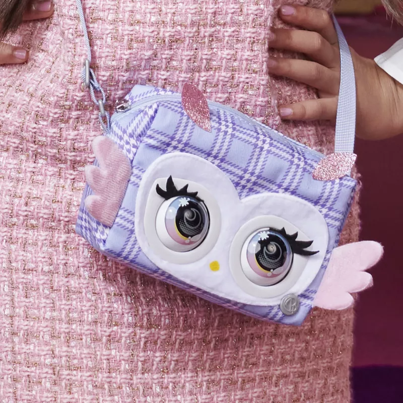 Purse Pets , Print Perfect Hoot Couture Owl, Interactive Pet Toy and Handbag with over 30 Sounds and Reactions, Kids Toys for Girls Ages 5 and up