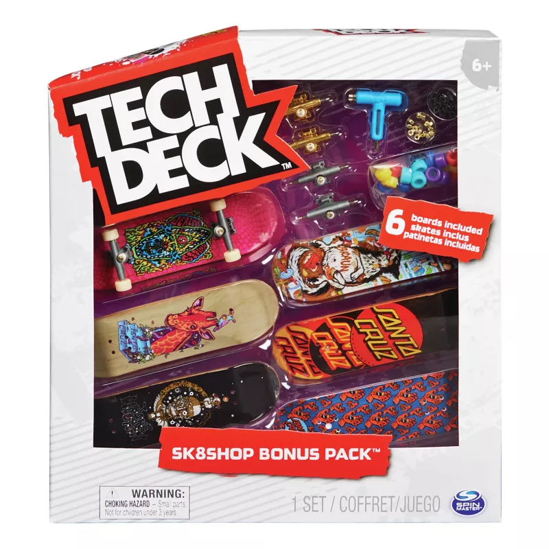 Tech Deck , Sk8shop Fingerboard Bonus Pack, Collectible and Customizable Mini Skateboards (Styles May Vary)