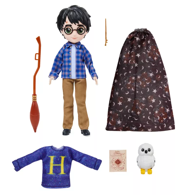 Wizarding World Harry Potter, 8-inch Harry Potter Doll Gift Set with Invisibility Cloak and 5 Doll Accessories, Kids Toys for Ages 6 and up