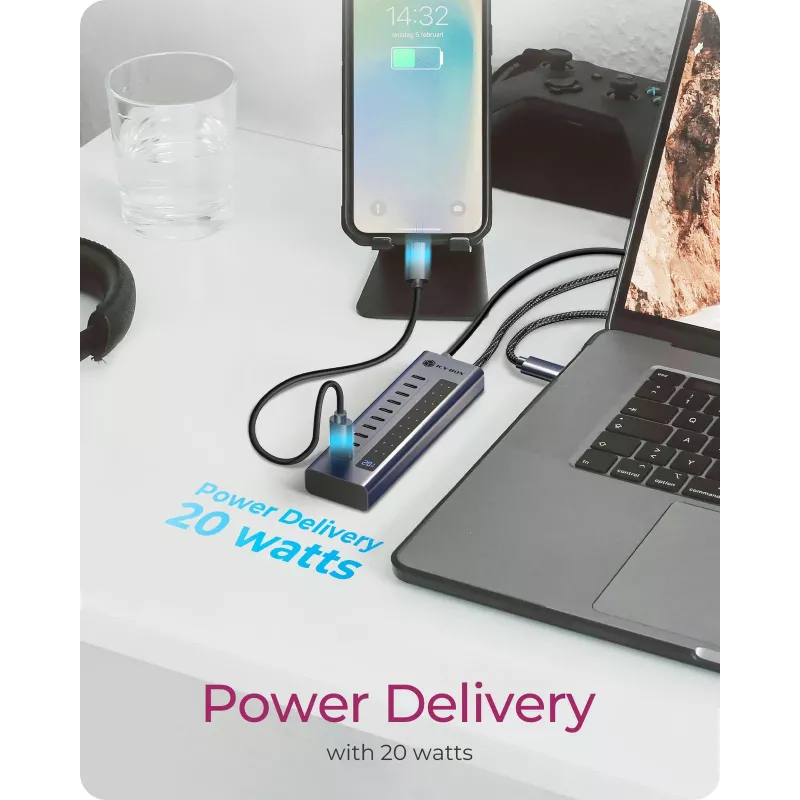 USB hub icybox IB-HUB1450-C31 — 10 ports, USB 3.2
