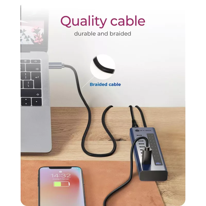 USB hub icybox IB-HUB1450-C31 — 10 ports, USB 3.2
