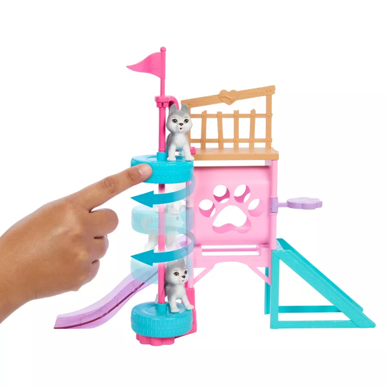 Barbie and Stacie to the Rescue Puppy Playground Playset with Doll, 3 Pet Dog Figures & Accessories