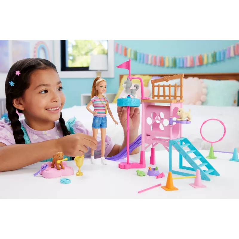 Barbie and Stacie to the Rescue Puppy Playground Playset with Doll, 3 Pet Dog Figures & Accessories