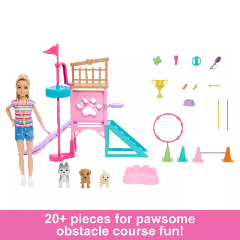 Barbie and Stacie to the Rescue Puppy Playground Playset with Doll, 3 Pet Dog Figures & Accessories