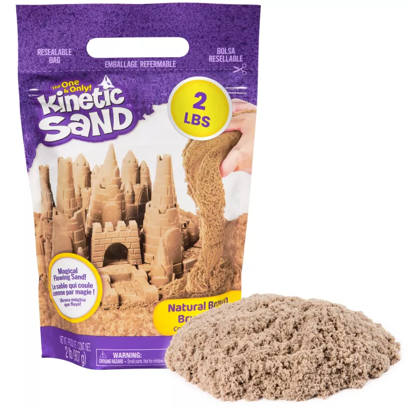 Kinetic Sand , 2lb Brown Play Sand, Moldable Sensory Toys for Kids, Resealable Bag (Packaging May Vary), for Ages 3 and up