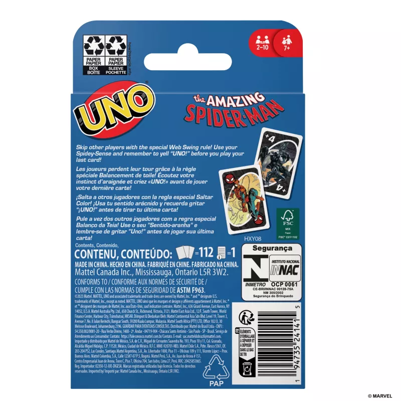 Games UNO The Amazing Spider-Man Card Game for Kids, Adults & Family Night Inspired by Marvel Comic Book Series