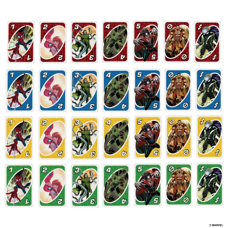 Games UNO The Amazing Spider-Man Card Game for Kids, Adults & Family Night Inspired by Marvel Comic Book Series