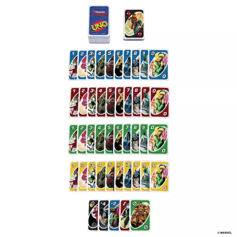 Games UNO The Amazing Spider-Man Card Game for Kids, Adults & Family Night Inspired by Marvel Comic Book Series