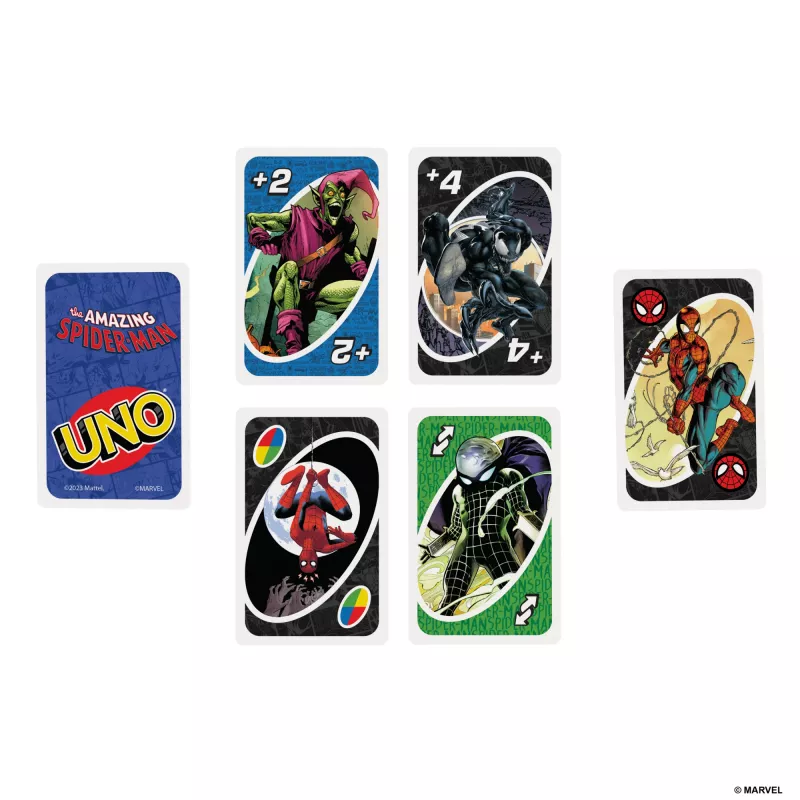 Games UNO The Amazing Spider-Man Card Game for Kids, Adults & Family Night Inspired by Marvel Comic Book Series