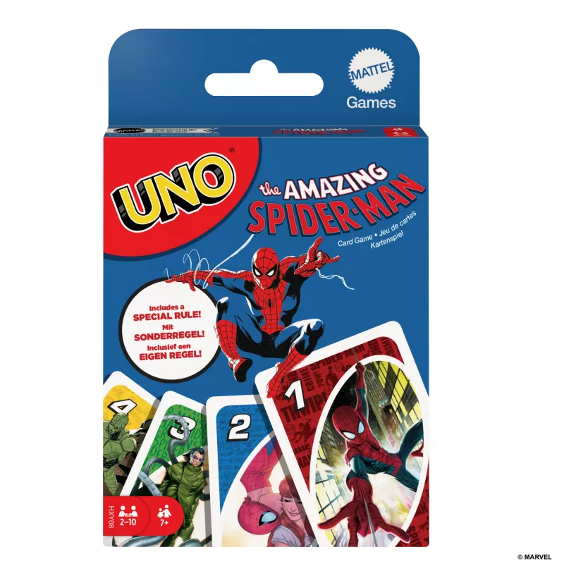 Games UNO The Amazing Spider-Man Card Game for Kids, Adults & Family Night Inspired by Marvel Comic Book Series