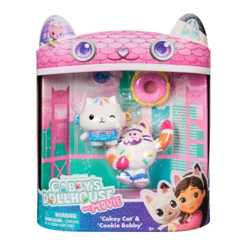 Gabby's Dollhouse : The Movie, Cakey Cat & Cookie Bobby, Toy Figures with 2 Accessories, Kids Toys for Girls & Boys Ages 3 and Up