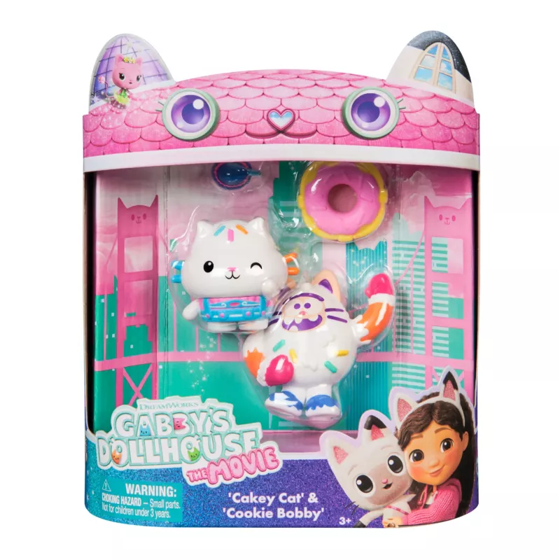 Gabby's Dollhouse : The Movie, Cakey Cat & Cookie Bobby, Toy Figures with 2 Accessories, Kids Toys for Girls & Boys Ages 3 and Up