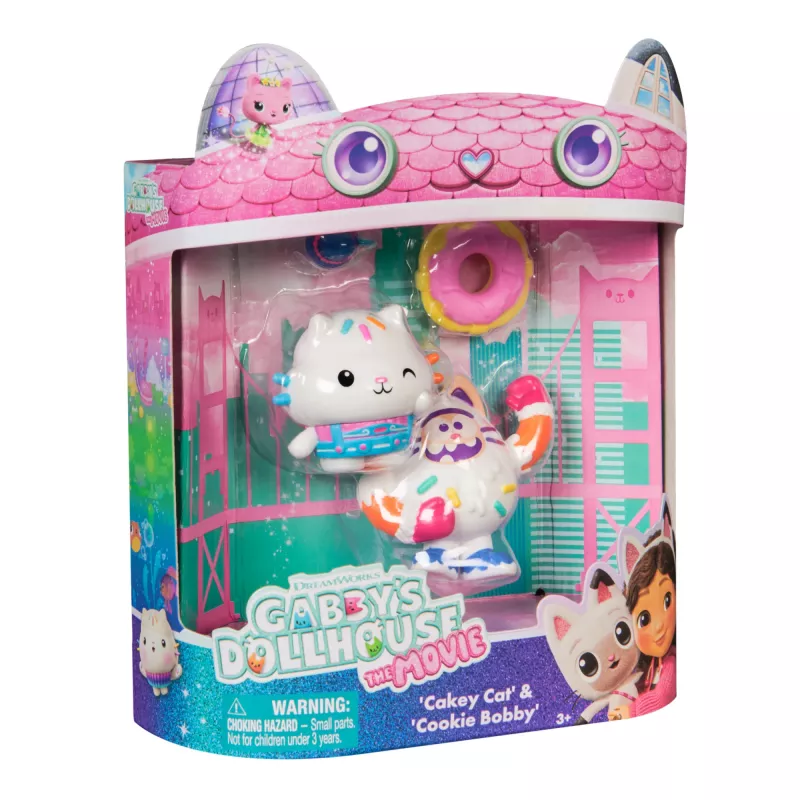 Gabby's Dollhouse : The Movie, Cakey Cat & Cookie Bobby, Toy Figures with 2 Accessories, Kids Toys for Girls & Boys Ages 3 and Up