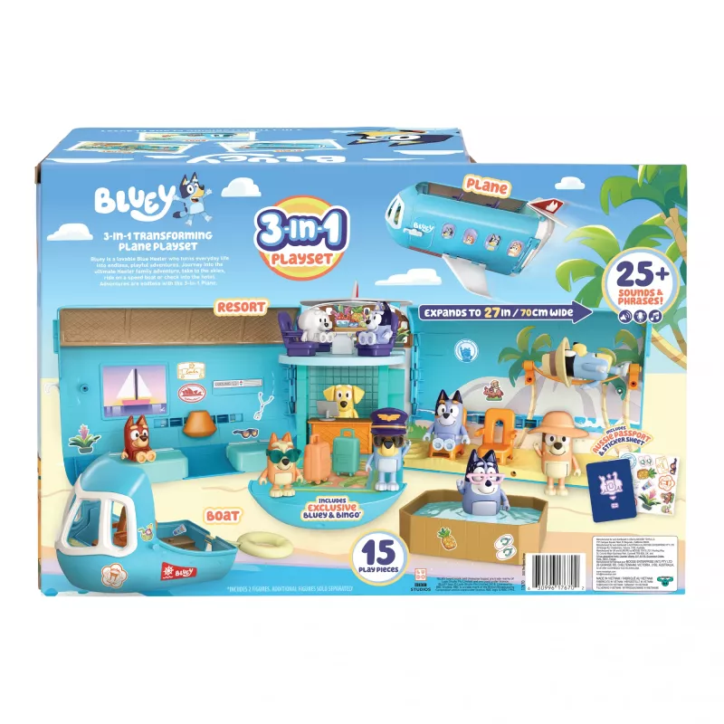 Airport & aircraft Moose Toys Bluey 3 in 1 Airplane Playset Multicolour