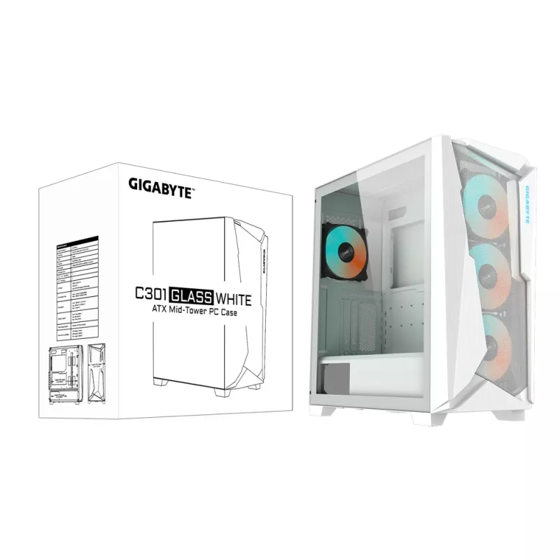 GIGABYTE C301GW computer case Midi Tower White