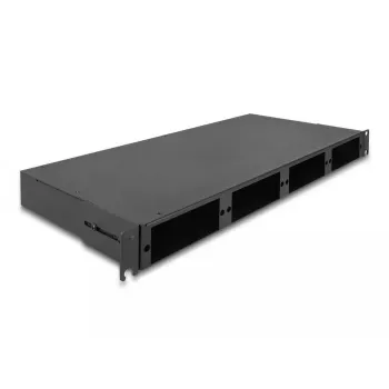 DeLOCK 19 inch Fiber Optic HD Patch Panel 1U Black Metal Rack Mounting