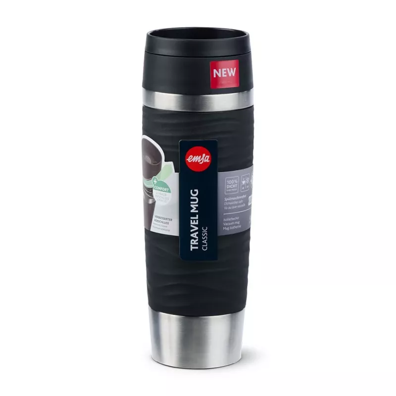 EMSA Travel Mug Waves Grande 500 ml Black, Stainless steel