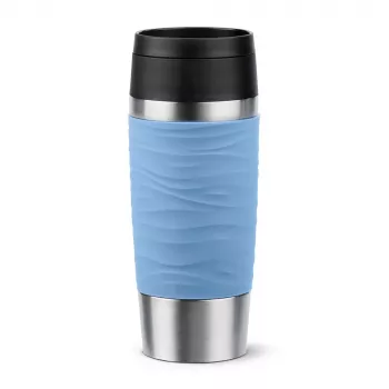 Travel mug EMSA N20213 light blue, stainless steel, 0.36 L, vacuum insulated