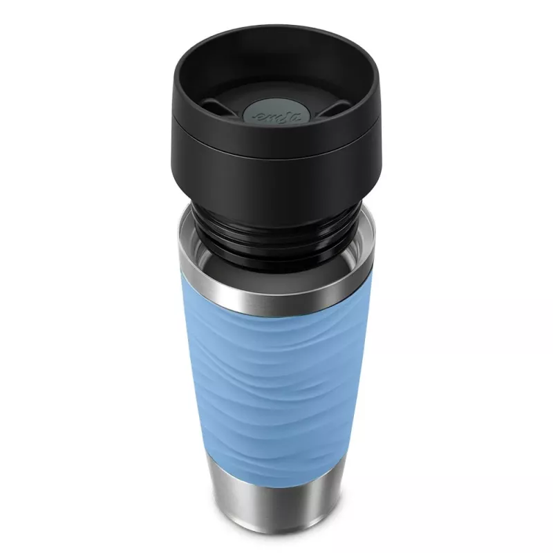 Travel mug EMSA N20213 light blue, stainless steel, 0.36 L, vacuum insulated