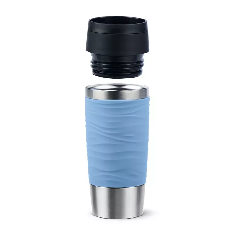 Travel mug EMSA N20213 light blue, stainless steel, 0.36 L, vacuum insulated
