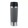 Travel Mug EMSA Classic Grande 500 ml — Grey Stainless Steel, Silicone Cover, Polypropylene Lid, Ø 8.3 cm × 240 mm