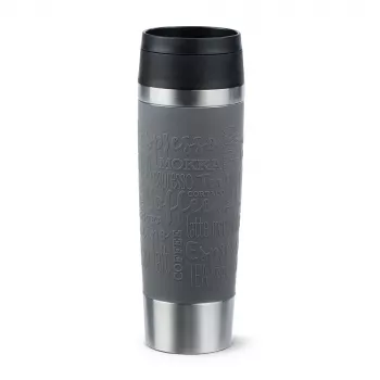 EMSA N2022300 Travel Mug Classic Grande Thermo Mug, 500 ml, Stainless Steel/PP/Silicone, Quick Press Lid, Grey