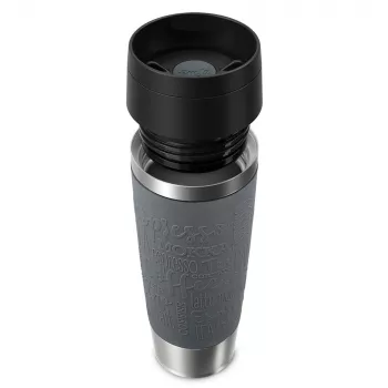 EMSA N2022300 Travel Mug Classic Grande Thermo Mug, 500 ml, Stainless Steel/PP/Silicone, Quick Press Lid, Grey