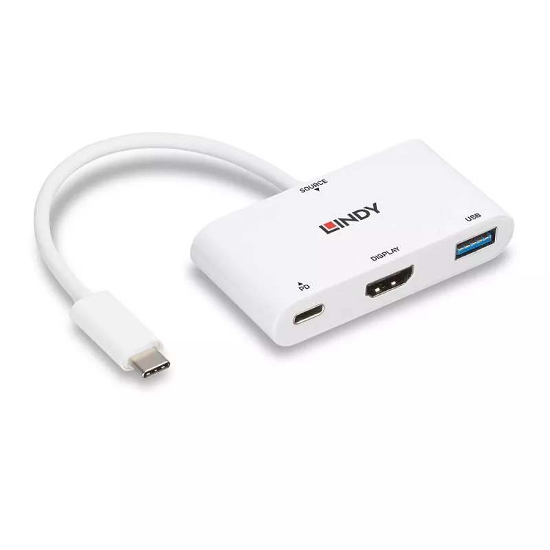 Lindy USB 3.2 Type C to HDMI Converter with USB Type A Port and Power Delivery