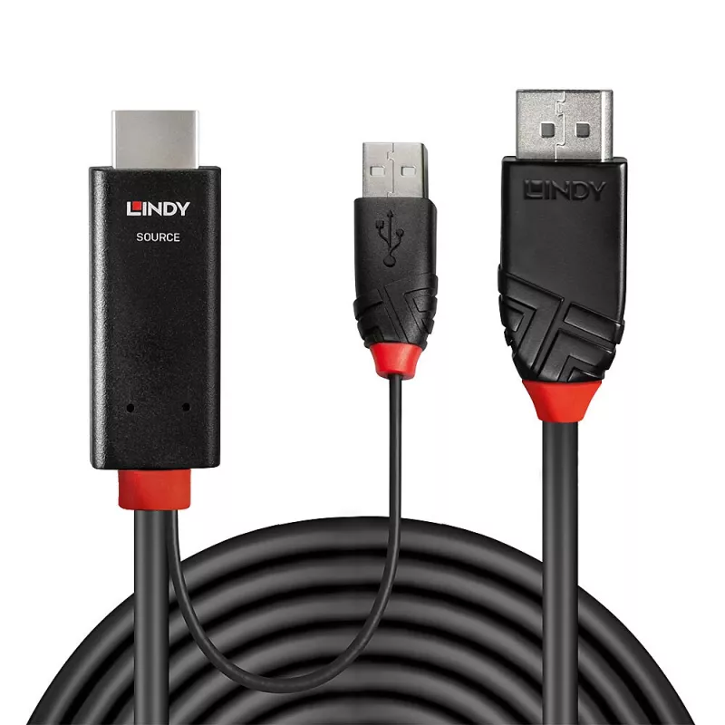 Lindy 2m HDMI to DisplayPort Cable HDMI USB Type-A DisplayPort