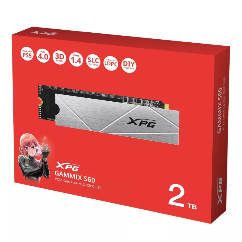 SSD disk ADATA 2 TB M.2 PCI Express 4.0 NVMe GAMMIX S60