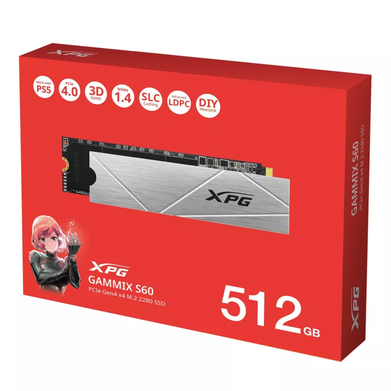 SSD disk ADATA 512 GB M.2 PCI Express 4.0 NVMe GAMMIX S60