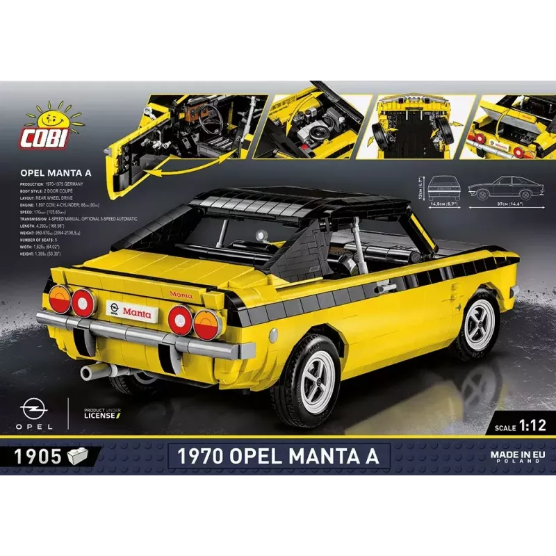 Construction toy Cobi Opel Manta A 1970 1:12 scale model, brick set