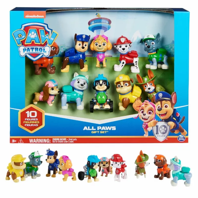 PAW Patrol , 10th Anniversary, All Paws On Deck Toy Figures Gift Pack with 10 Collectible Action Figures, Kids Toys for Ages 3 and up