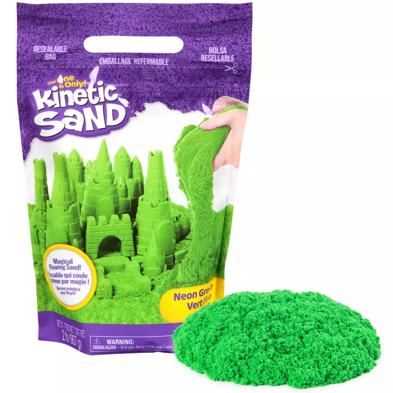 Kinetic Sand , 2lbs Green Play Sand, Moldable Sensory Toys for Kids, Resealable Bag (Packaging May Vary), for Ages 3 and up