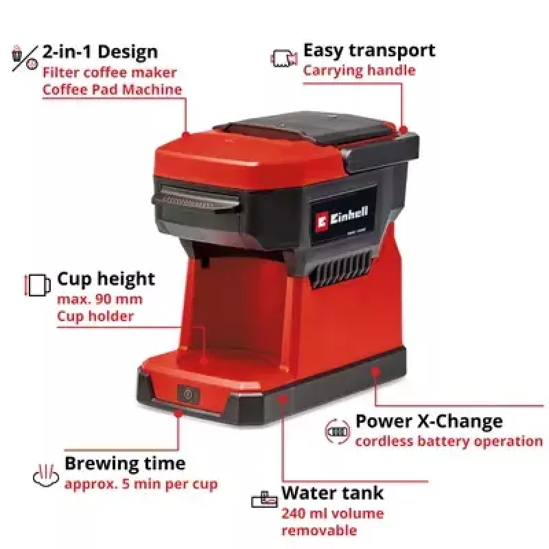 Drip coffee maker Einhell 0.24 L TE-CF 18 Li-Solo