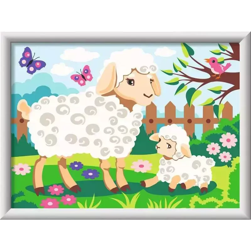 Ravensburger CreArt 23764 paint-by-number kit, sheep with lamb