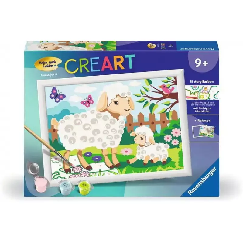 Ravensburger CreArt 23764 paint-by-number kit, sheep with lamb