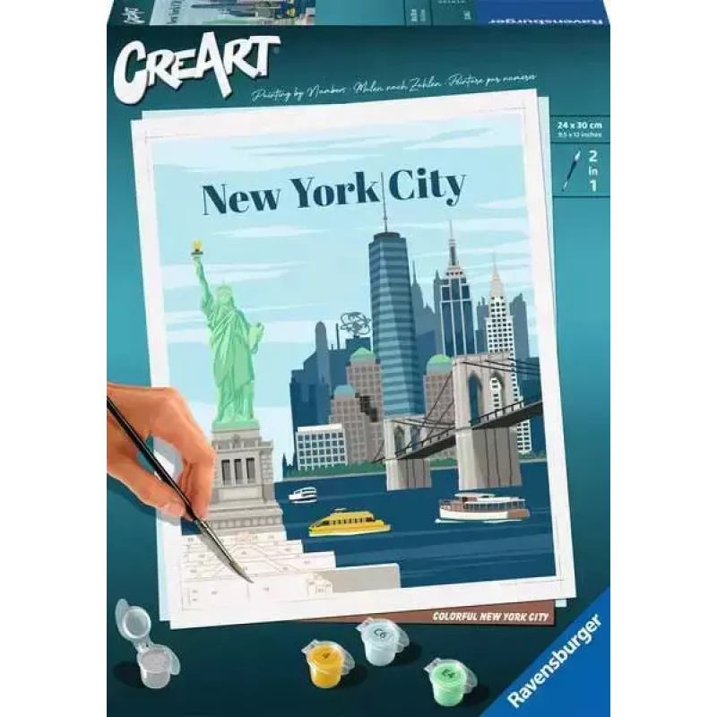Painting kit Ravensburger CreArt — Colorful New York City (paint-by-number set)