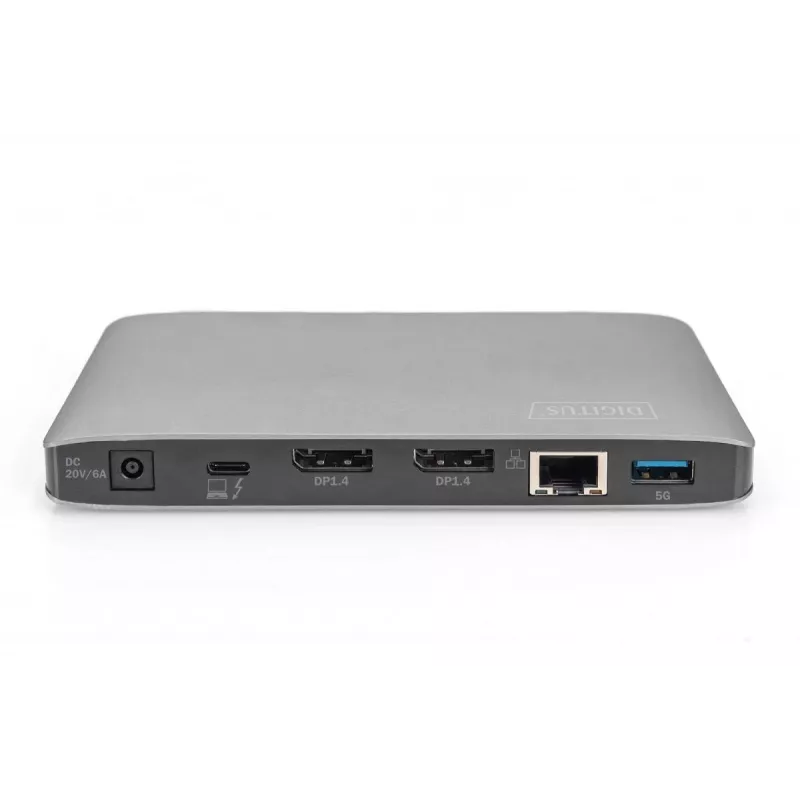 DIGITUS Docking Station USB-C - 2x USB Type-C / 2x USB 3.0 10Gbps / USB 3.0 5Gpbs / 2x DP / Gbe / micro SD / SD / 3.5mm - 60W USB Power Delivery