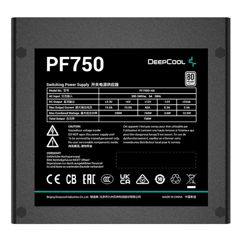 DEEPCOOL Pf750 Power Supply Unit 750 W 20+4 Pin ATX - Black