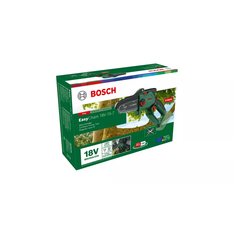 Electric chainsaw Bosch EasyChain 18V-15-7, cordless hand saw 1.3 kg