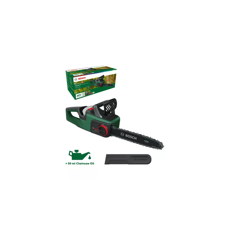 Cordless chainsaw Bosch AdvancedChain 36V-35-40 — 36V, 2 Ah battery, 35 cm guide bar, 31 cm cutting length