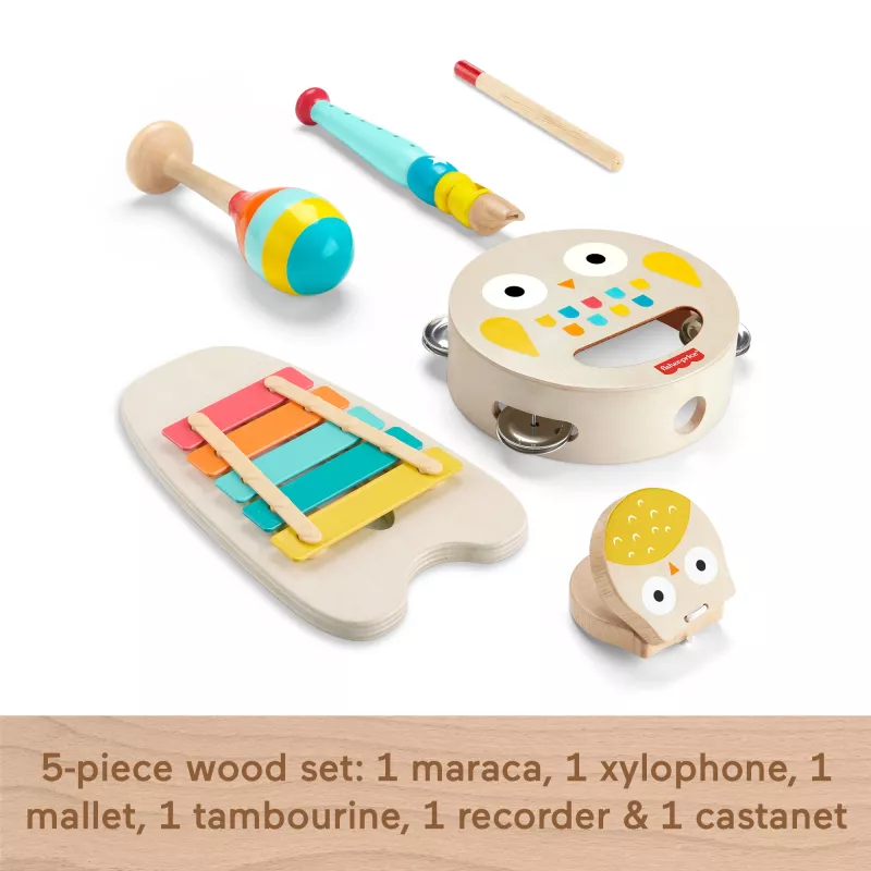 Mattel Music Gift Set with Wooden Instruments for Toddlers