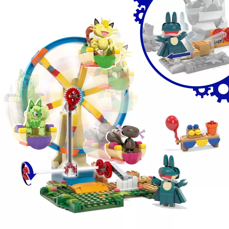 MEGA Pokémon Ferris Wheel Fun Building Toy Kit, with 4 Action Figures (393 Pieces) for Kids