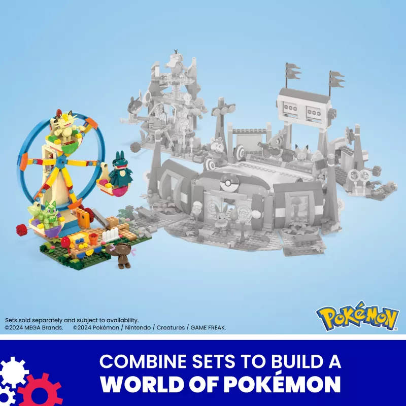 MEGA Pokémon Ferris Wheel Fun Building Toy Kit, with 4 Action Figures (393 Pieces) for Kids